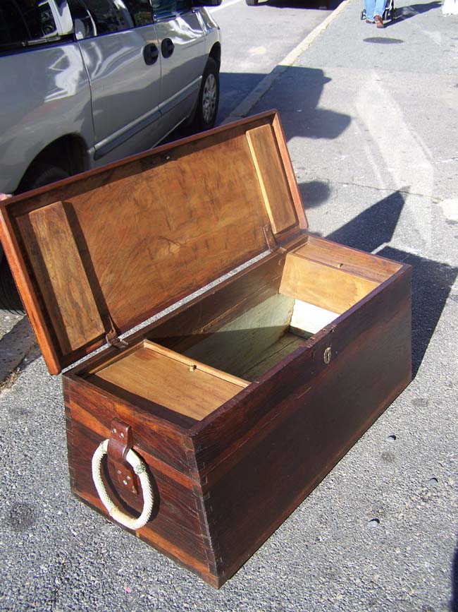 An early 19th century Dovetailed Sailor's Chest with Wonderful Ropework Beckets — image 7